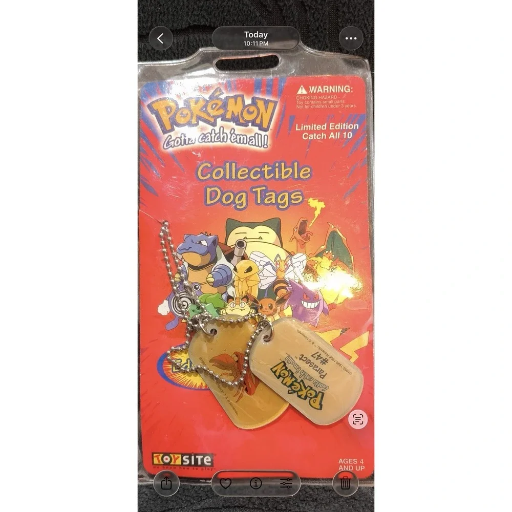 Pokémon Parasect #47 Collectibles Vintage Dog Tags 1999 New Sealed